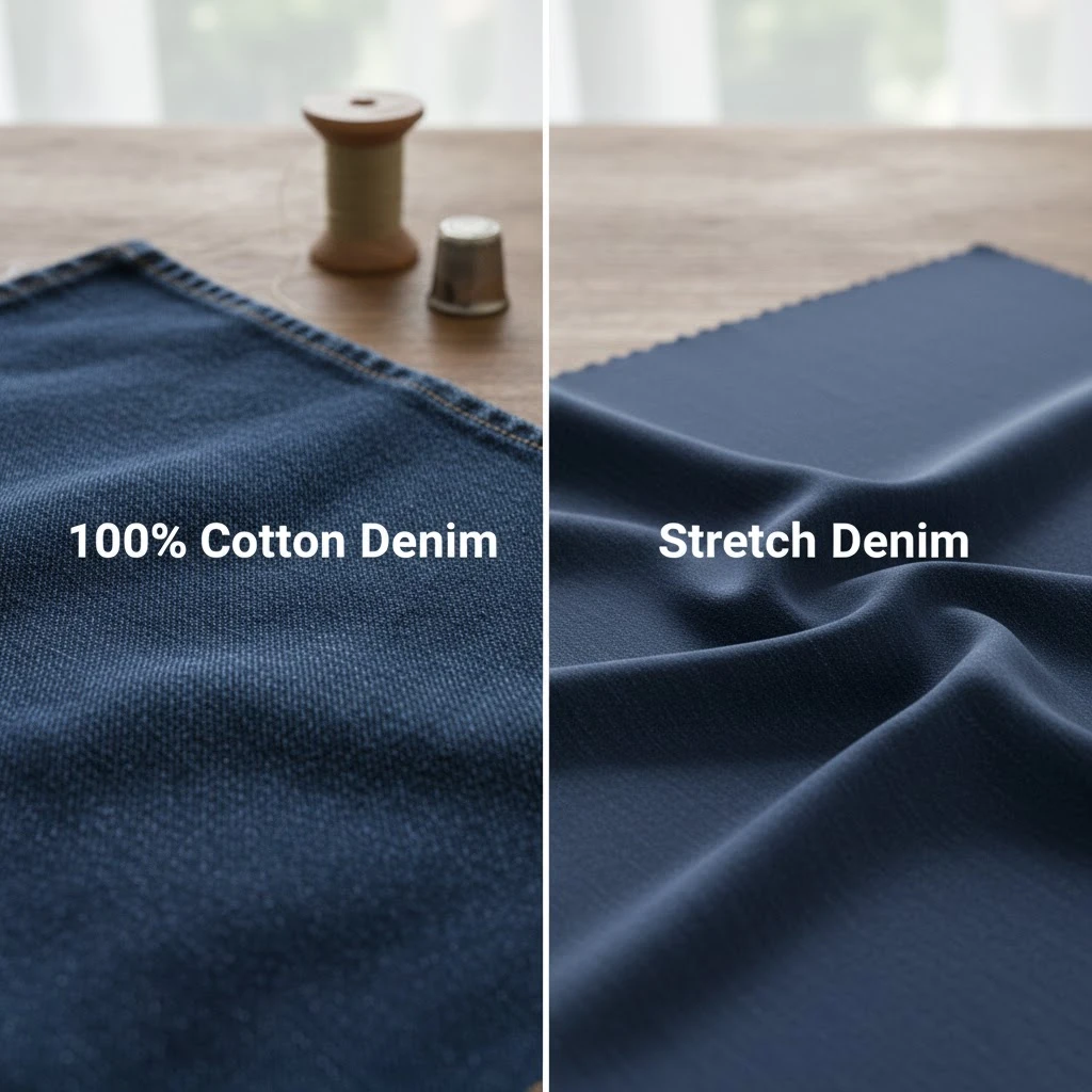 100% Cotton Denim And 98-99% Cotton And 1-2% Elastane Stretch Denim