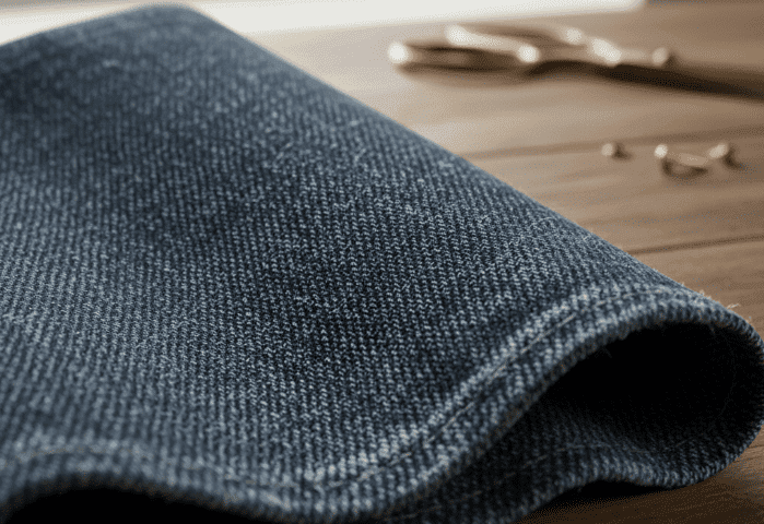 A Piece Of Denim Is Placed On The Table