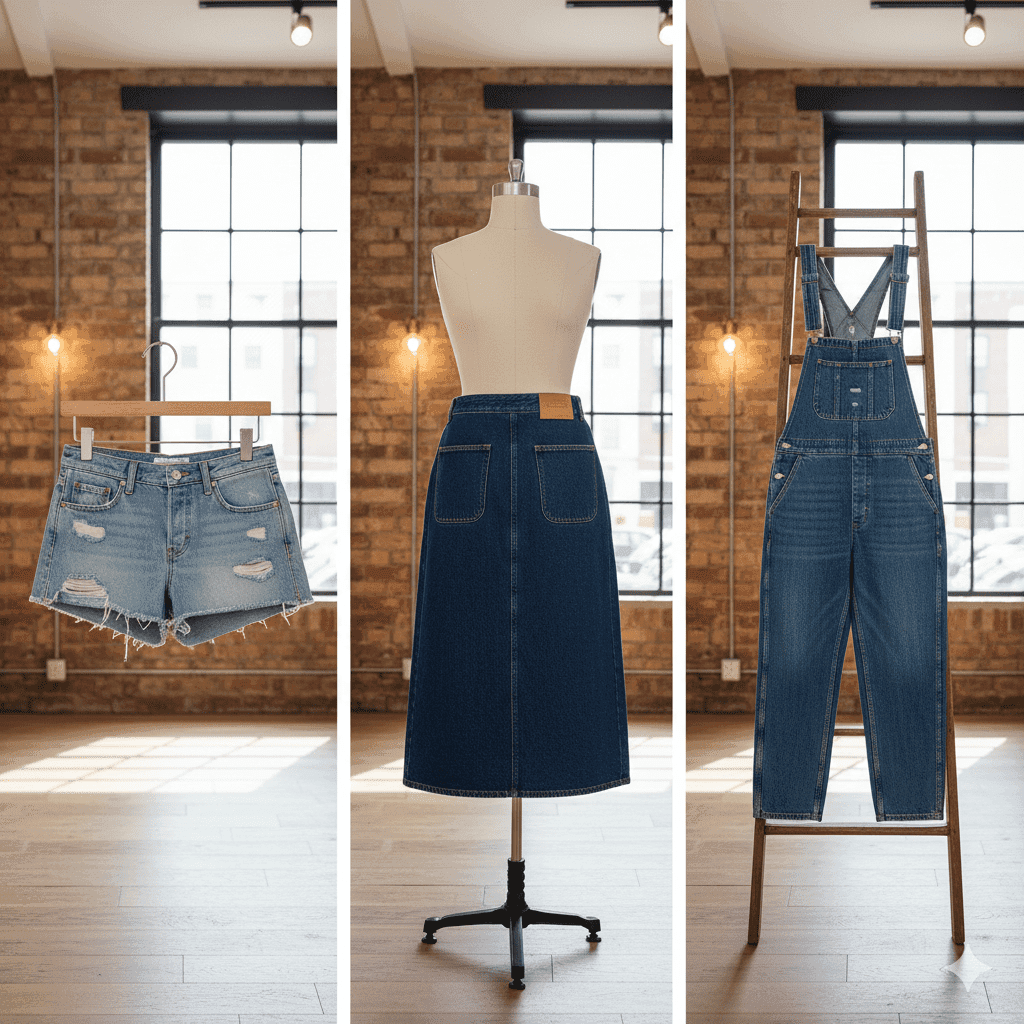 Denim Shorts, Denim Skirts, And Denim Overalls