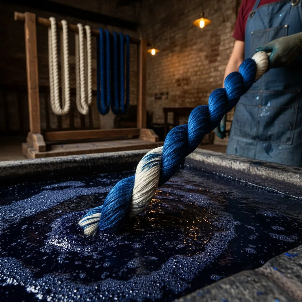 Dyeing The Fabric With Indigo Ring Dyeing To Turn It Into Authentic Denim