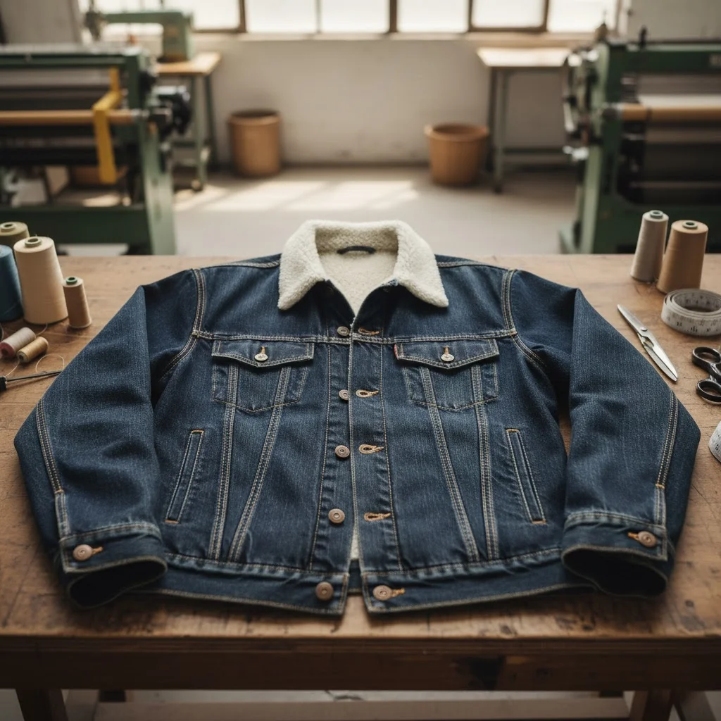 Heavy Denim Jackets Laid Out On A Table