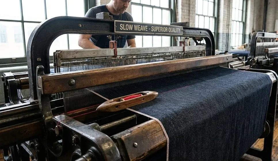 The Image Shows An Old-Fashioned Shuttle Loom Producing Selvedge Denim; Although Slow, The Quality Is Excellent.