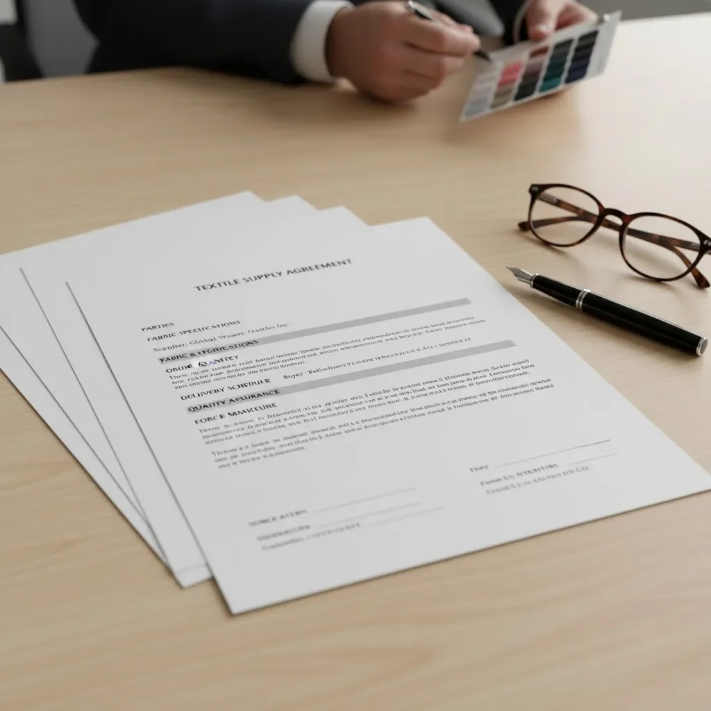 There Is A Contract And A Pair Of Glasses On The Table