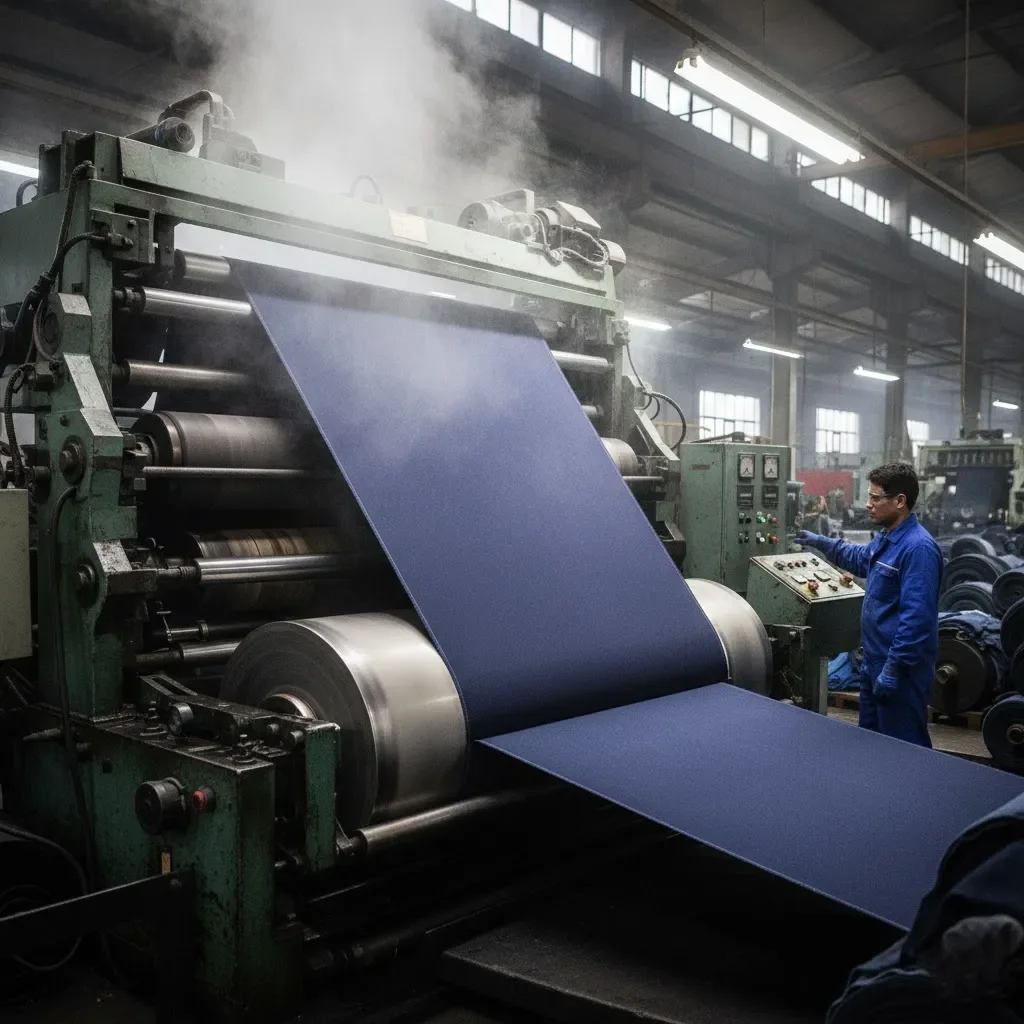 Workers Are Mechanically Pre-Shrinking Denim